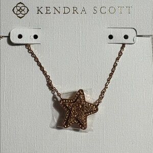 Kendra Scott Jae Star Short Pendant Necklace Rose Gold Druzy